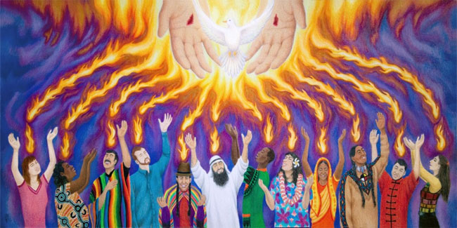 Дух Святий, за обітницею Спасителя, зійшов на апостолів у вигляді вогненних язиків, на знак того, що Він дав апостолам здатність і силу для проповіді Христового вчення всім народам